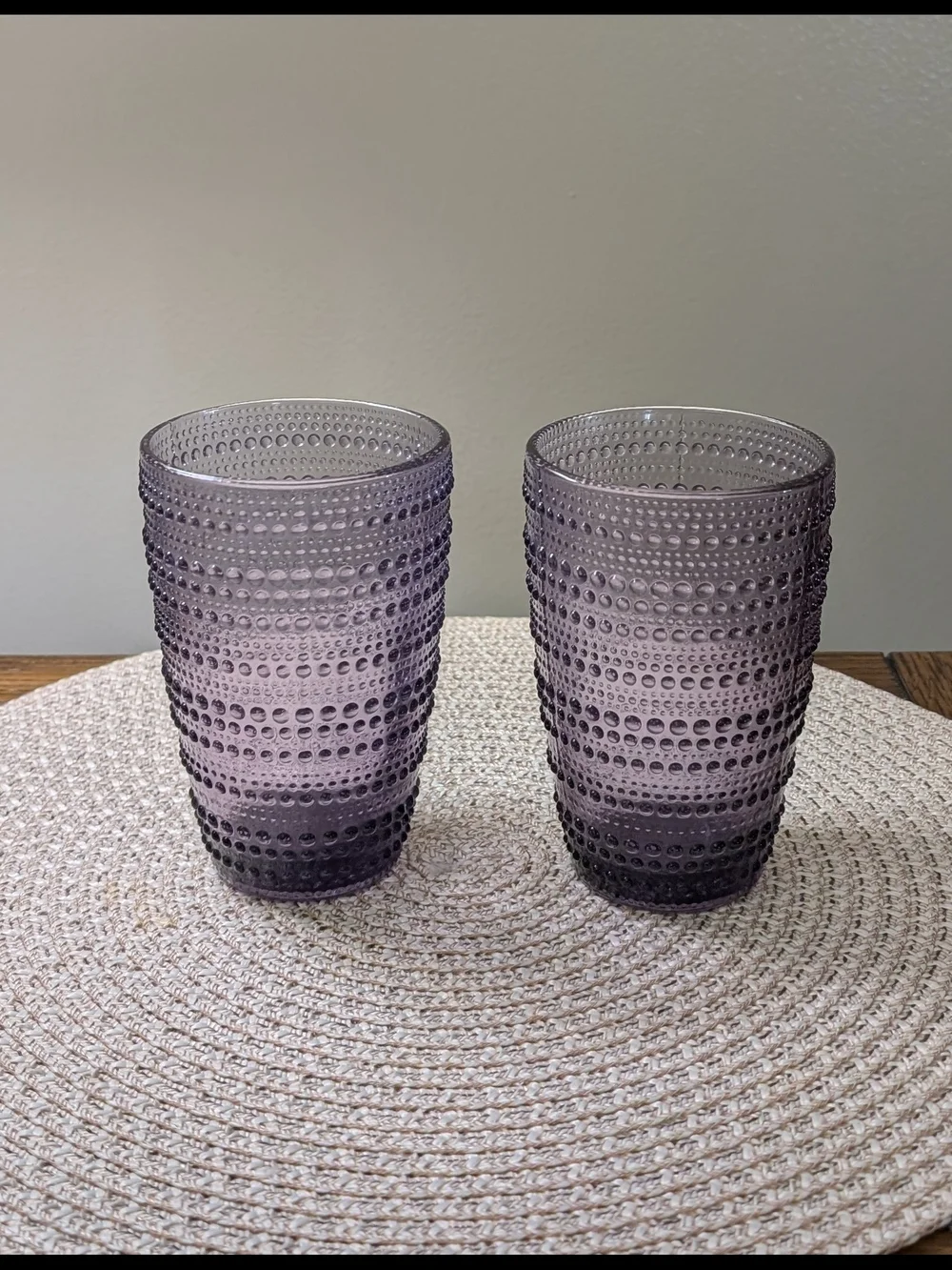 Set of 2 Vintage Purple Hobnail Glass Tumblers Cottagecore Style